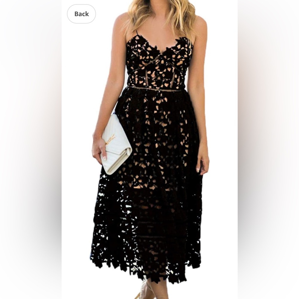 Lace black and nude evening dress size M